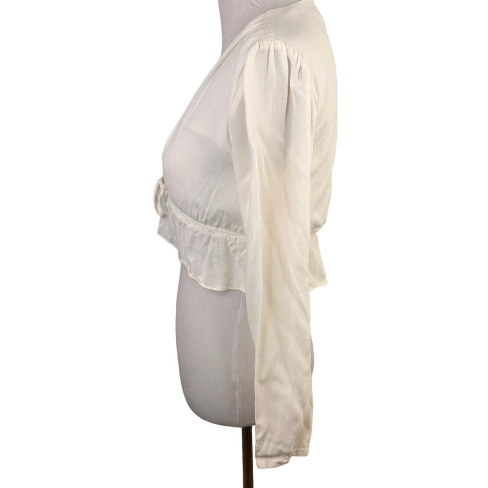 Sunday Best Aritzia White Viscose Ruffly Tie-Front Blouse Size XXS - Picture 10 of 10
